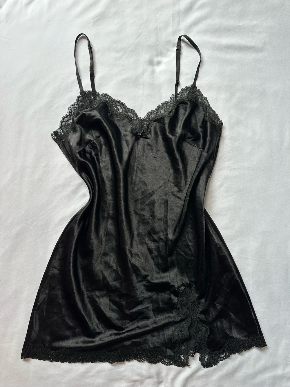 Victoria’s Secret Black Lace-Trim Slip Dress